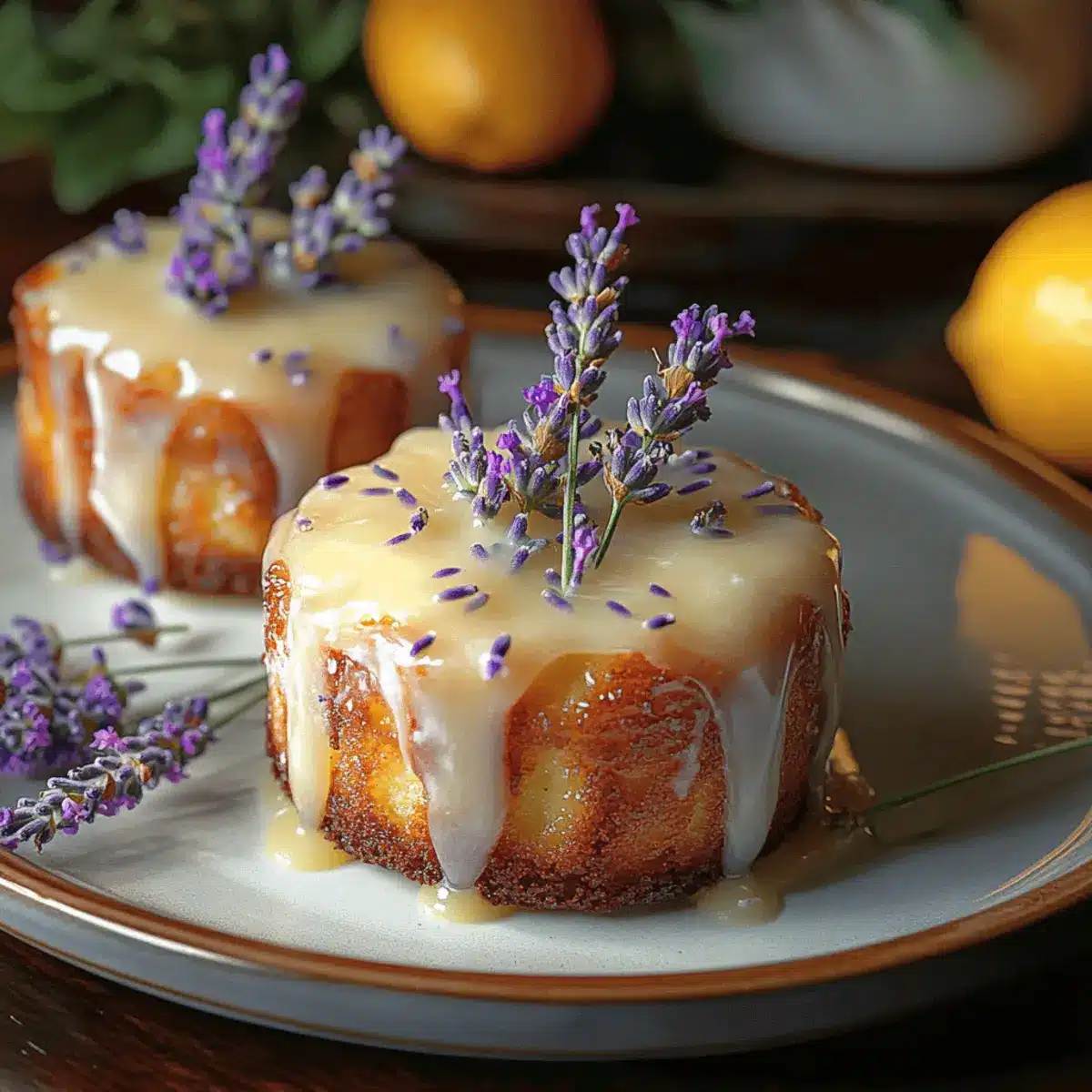 Mini Lemon Cakes with Lavender Glaze