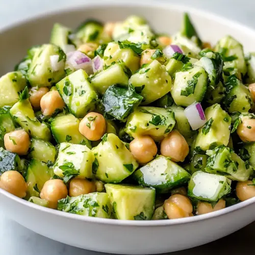 Chickpea Avocado Cucumber Salad with Lemon Dressing