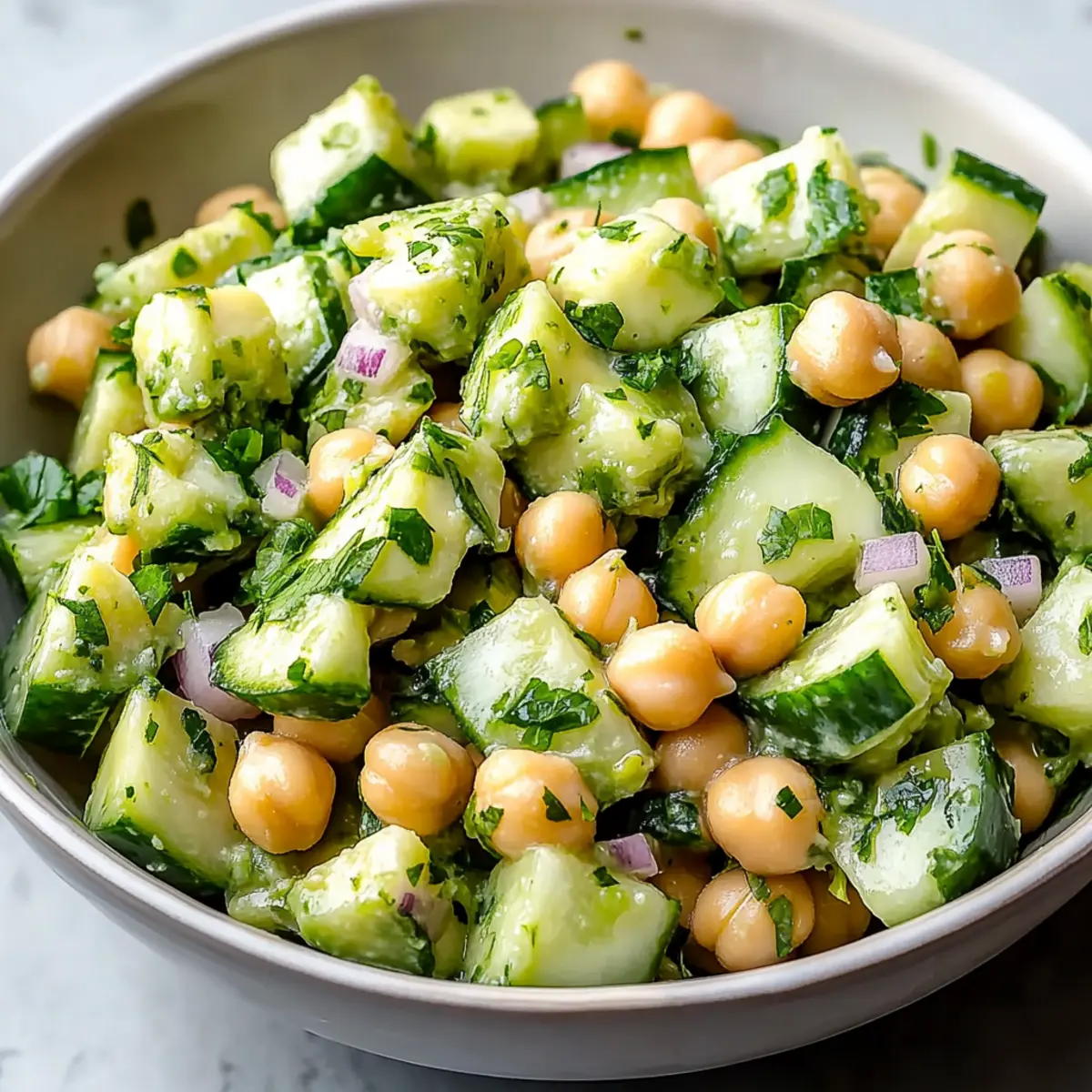 Chickpea Avocado Cucumber Salad with Lemon Dressing