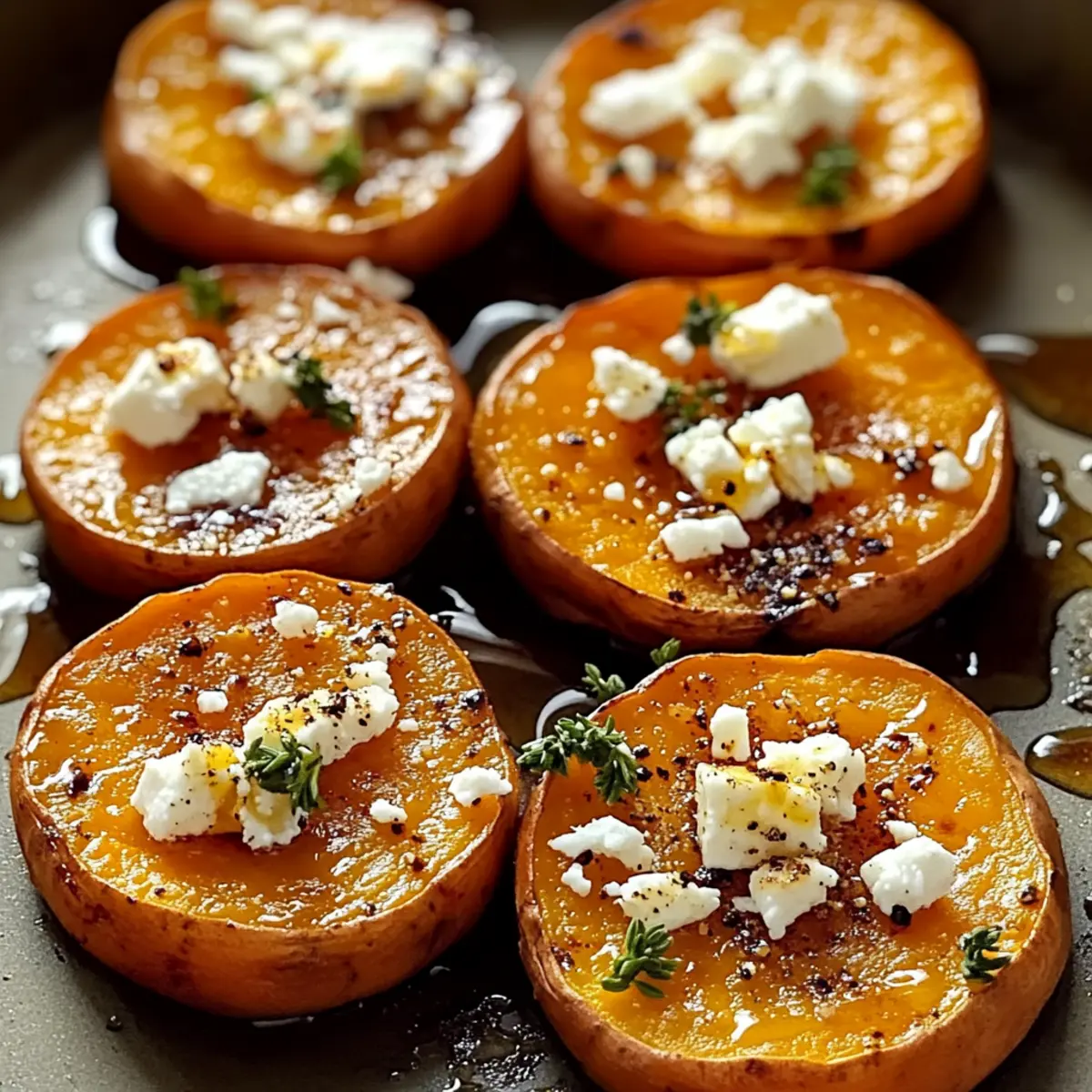 Roasted Sweet Potato Rounds with Honey & Feta