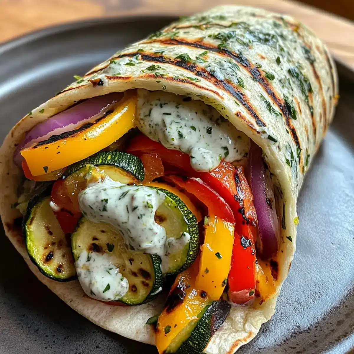 Grilled Mediterranean Veggie Wrap with Zesty Herb Sauce