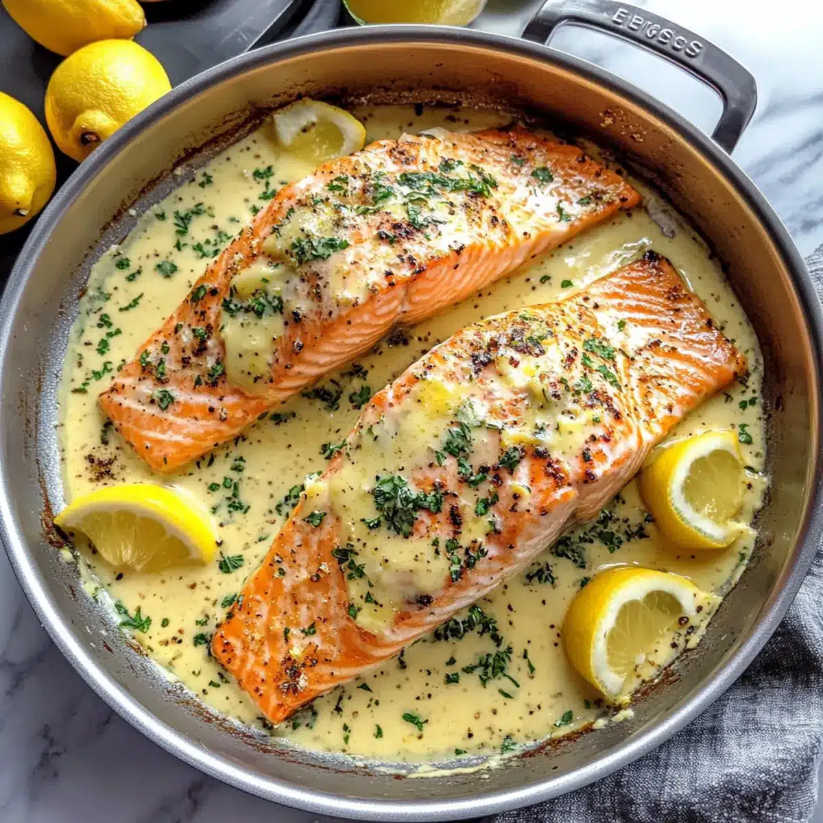 Baked Salmon with Lemon Butter Cream Sauce