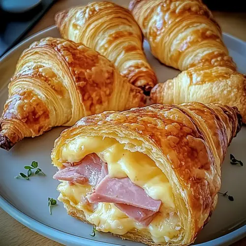 Baked Ham and Cheese Croissants