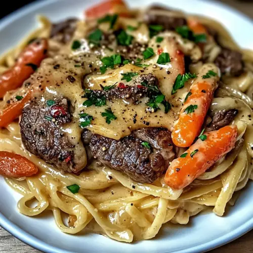 Cowboy Butter Steak Linguine with Roasted Carrots & Parsley