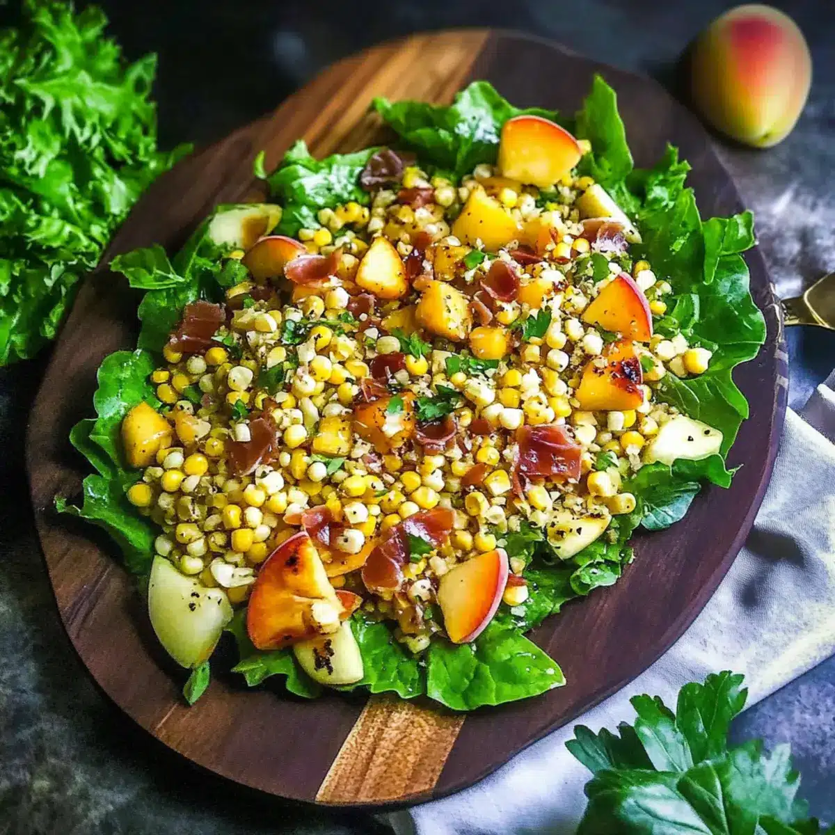Grilled Corn and Peach Salad