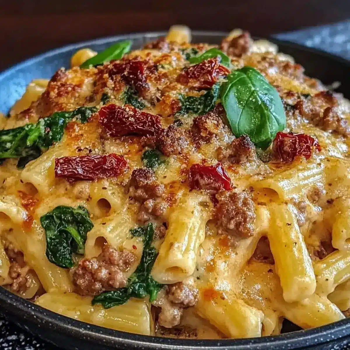 Tuscan Ground Beef Pasta