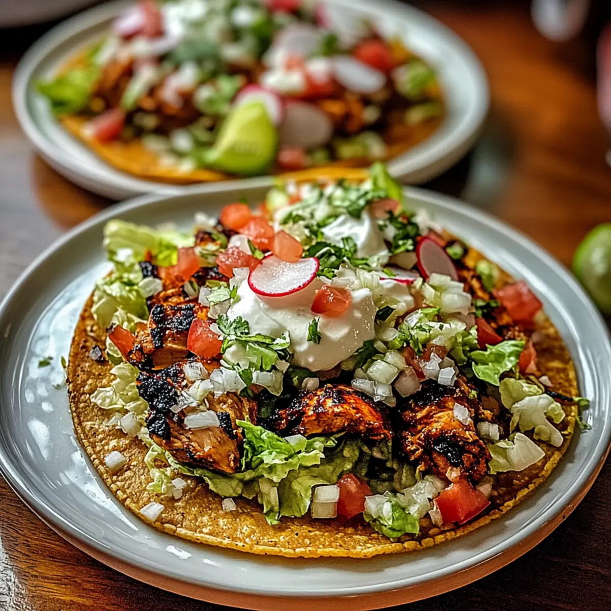 Grilled Spicy Mexican Chicken Tostadas