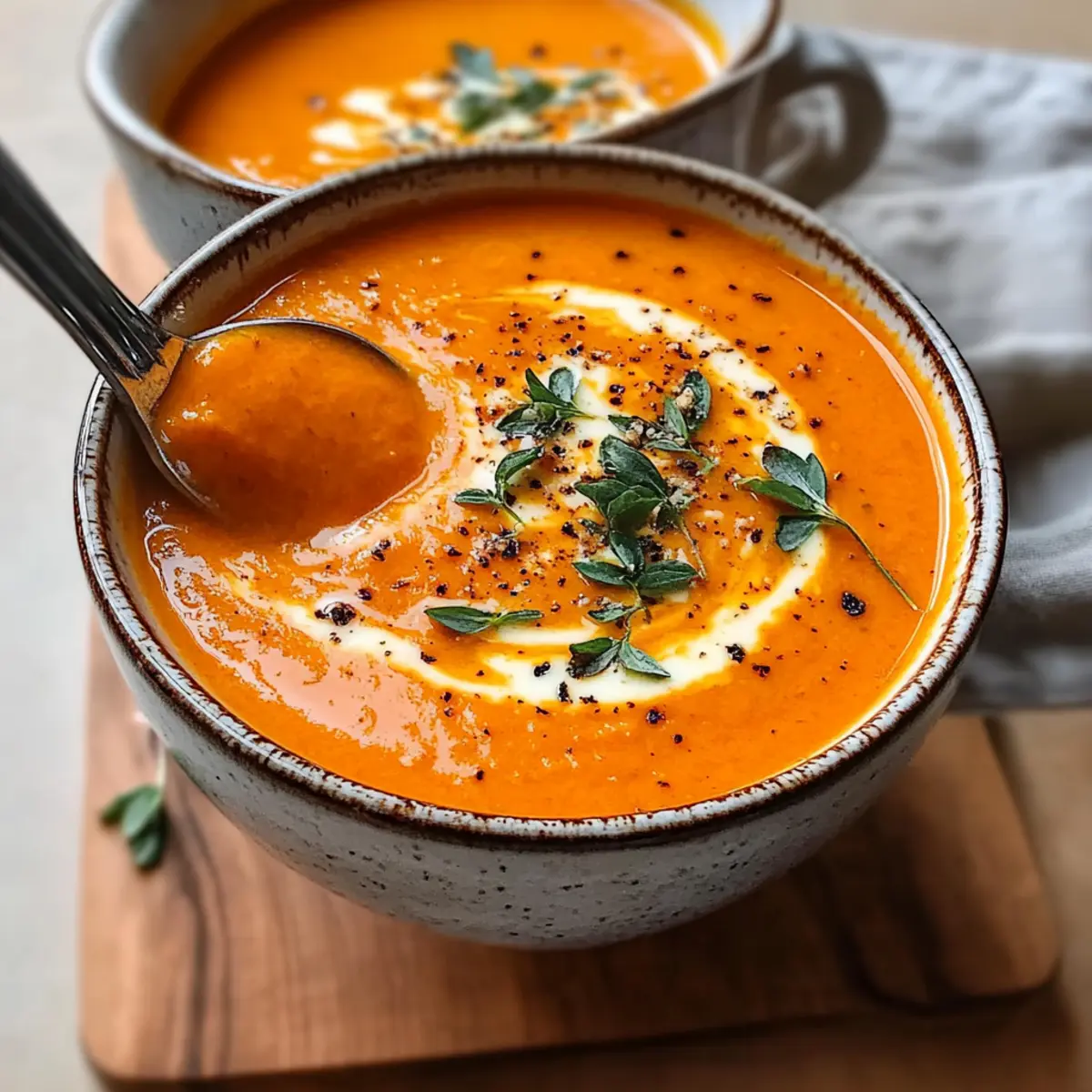 Creamy Roasted Red Pepper Gouda Soup