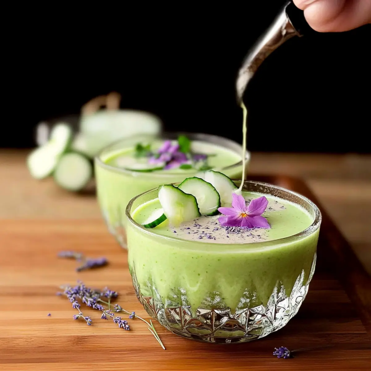 Honeydew Melon Cucumber Gazpacho with Lavender