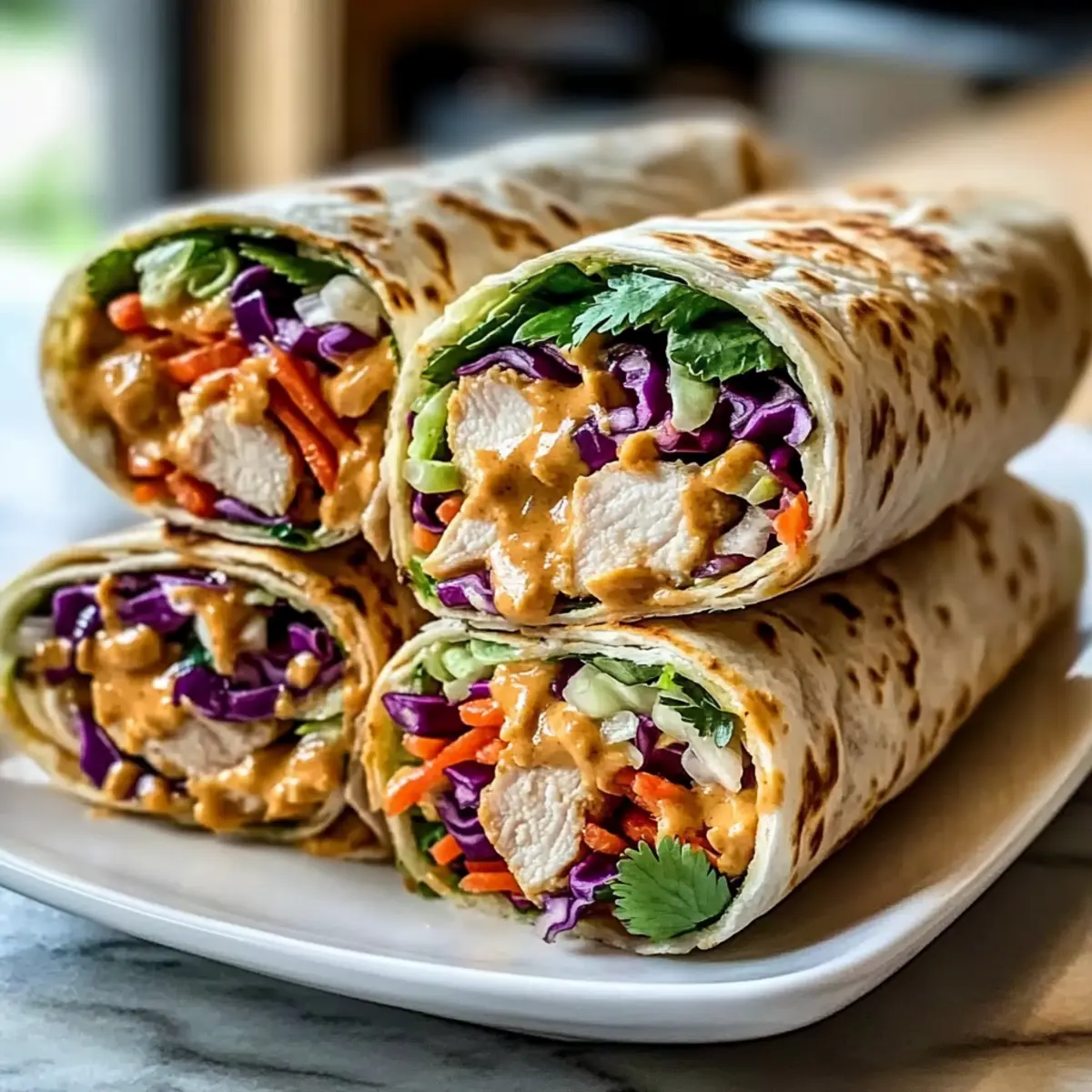 Thai Peanut Chicken Wraps