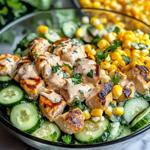 Street Corn Creamy Cucumber Chicken Salad