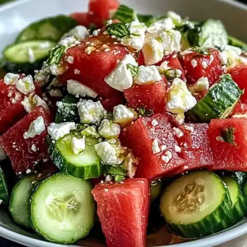 Watermelon Feta Cucumber Salad
