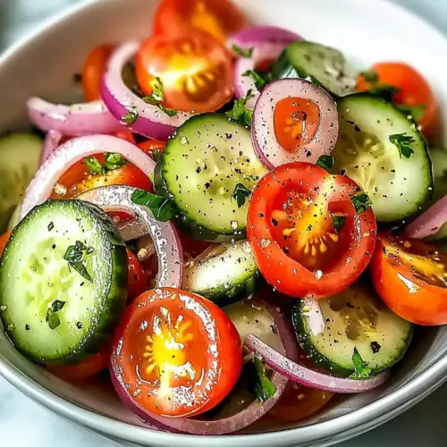 Marinated Cucumber, Onion, and Tomato Salad