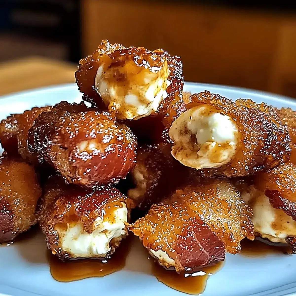 Crispy Bacon Mozzarella Poppers with Glaze
