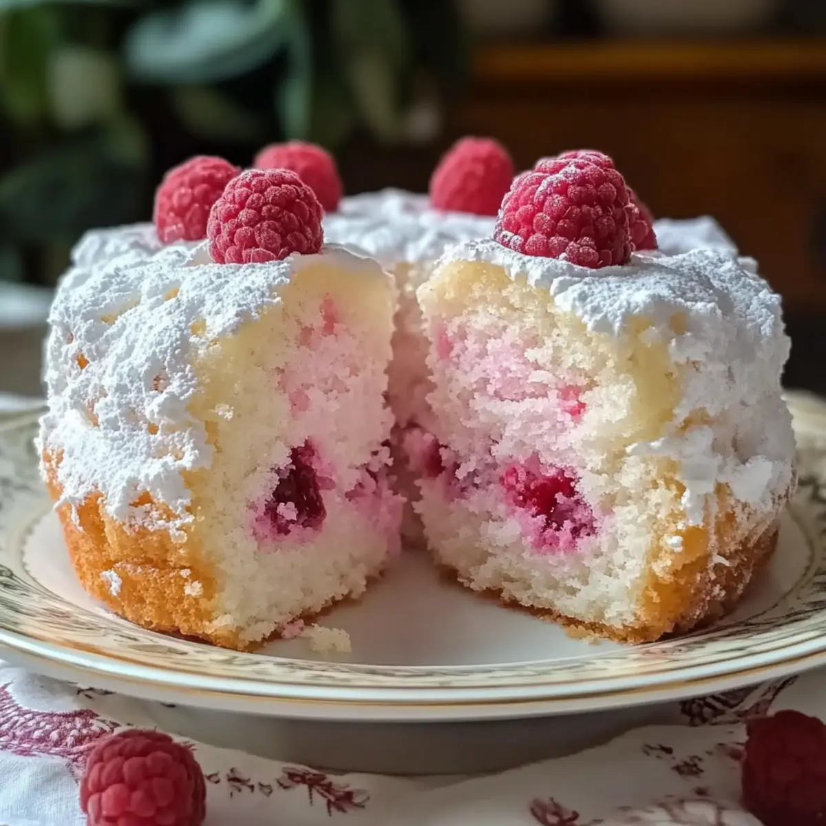 Raspberry Angel Food Cake