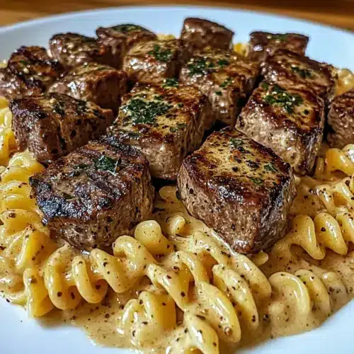 Creamy Garlic Butter Steak Bites with Spicy Cajun Alfredo Twisted Pasta