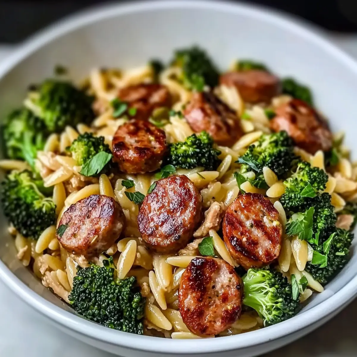Chicken Sausage and Broccoli Orzo