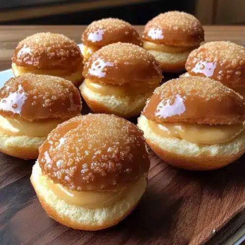Crispy Caramel Custard Filled Donuts