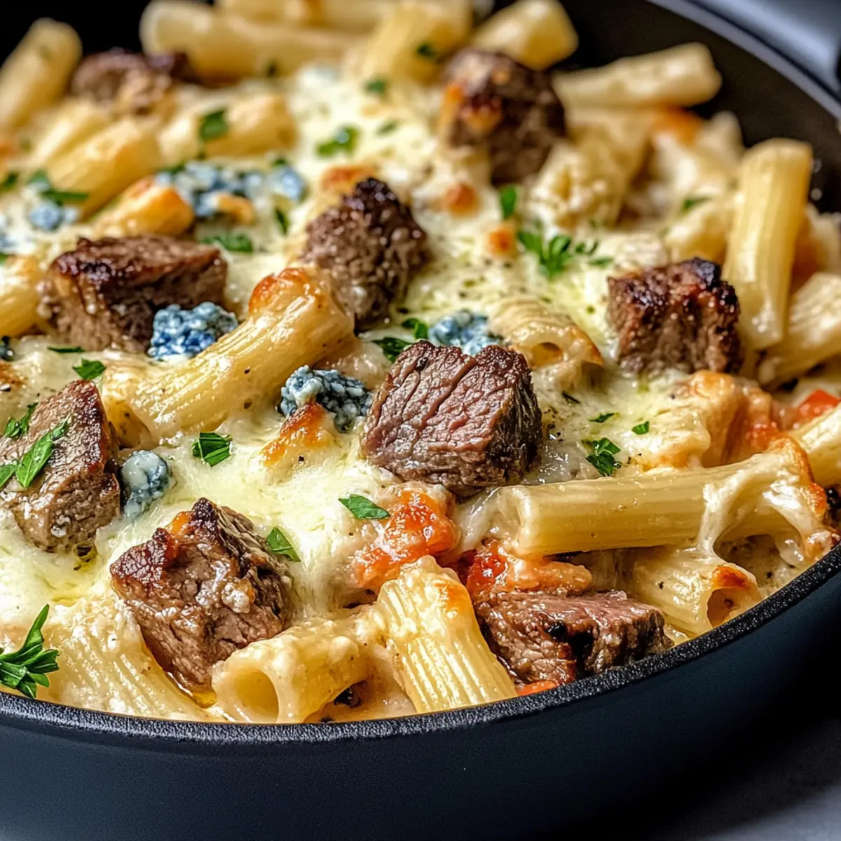Steak & Blue Cheese Rigatoni Bake