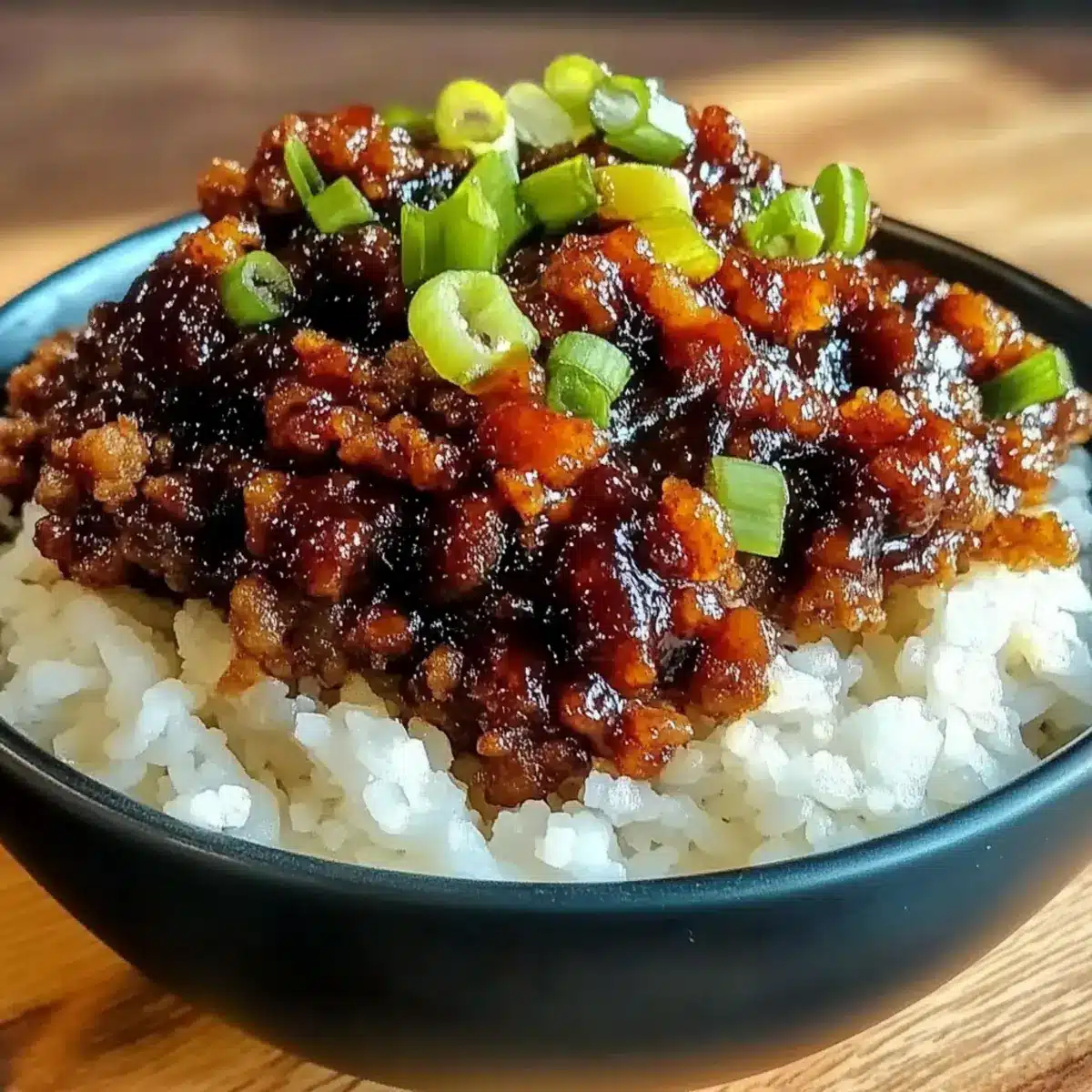 Crispy Honey Garlic Ground Beef Rice Bowl