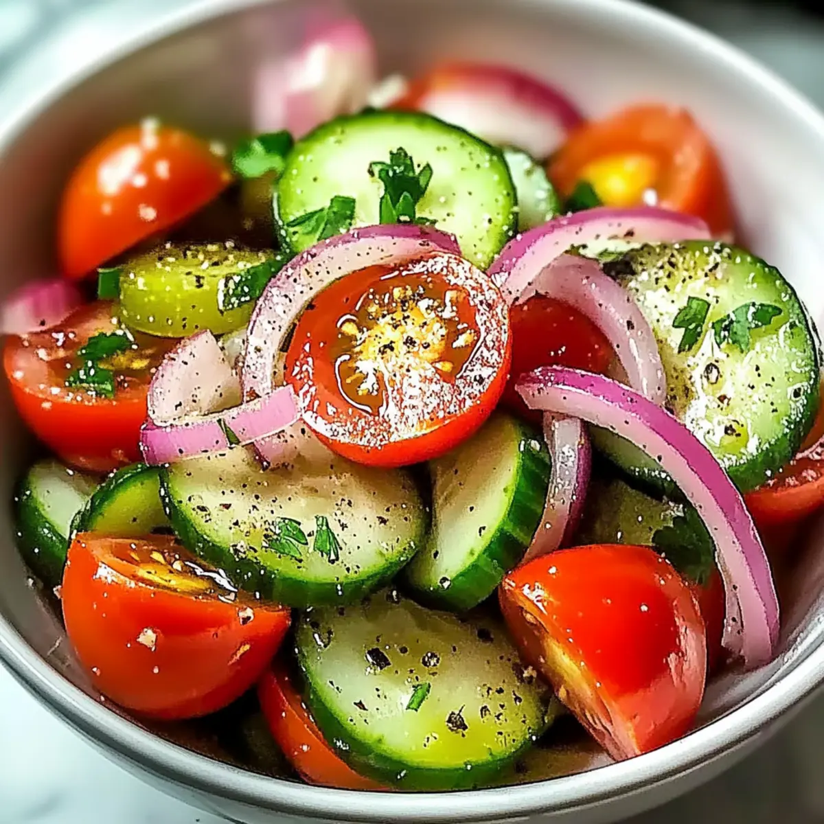 Marinated Cucumber, Onion, and Tomato Salad