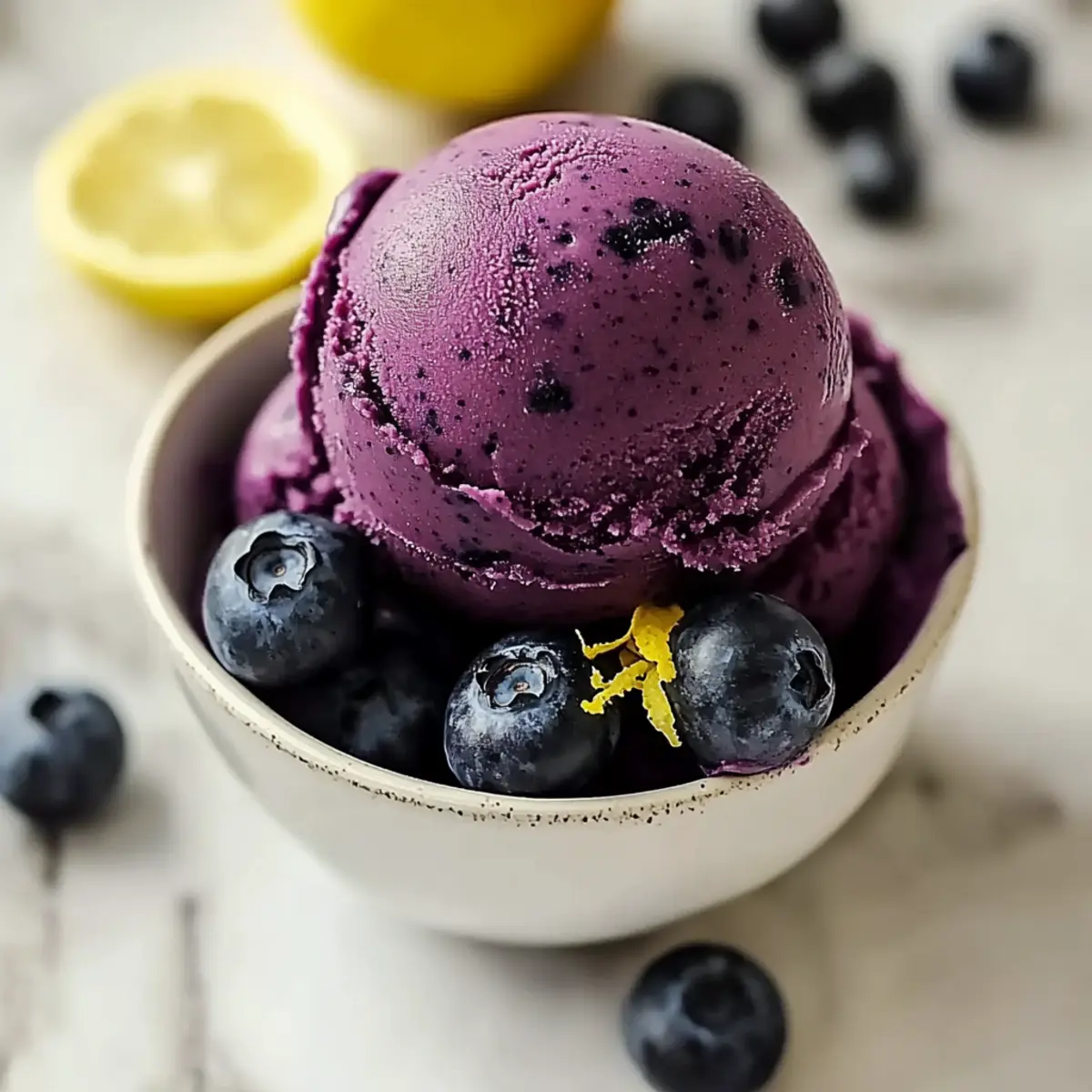 No Churn Blueberry Lemon Sorbet