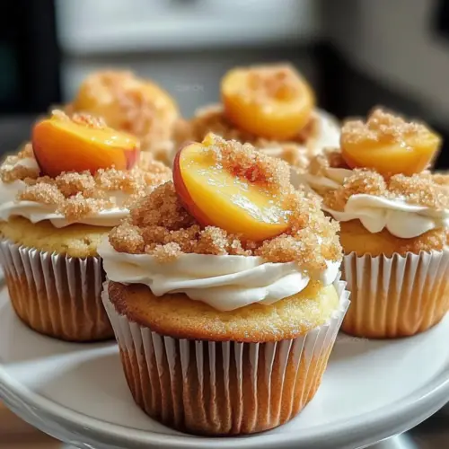 Heavenly Peach Cobbler Cupcakes