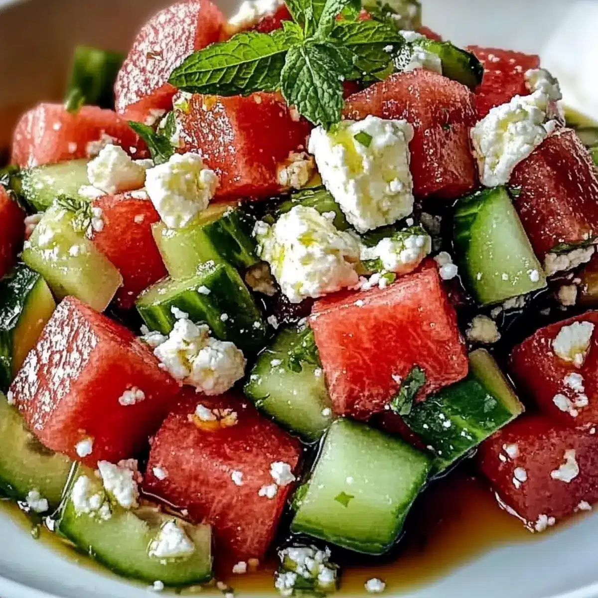 Watermelon Feta Cucumber Salad