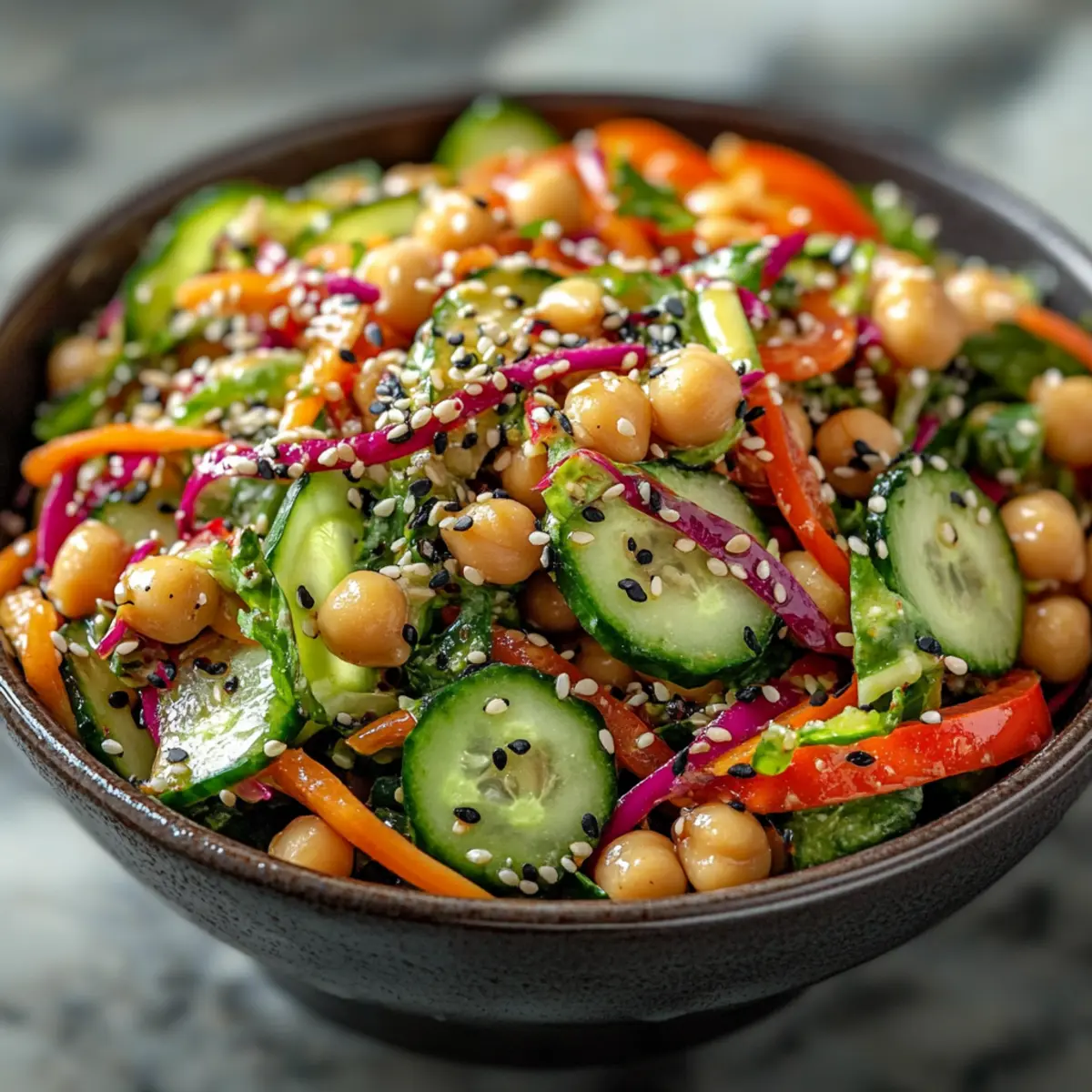 Asian Cucumber and Chickpea Slaw with Sesame Dressing
