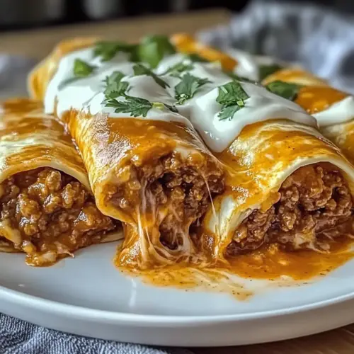 Smothered Ground Beef Burritos