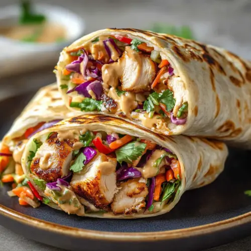 Thai Chicken Wrap with Crunchy Asian Slaw