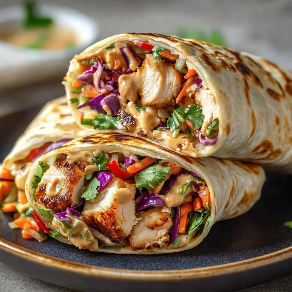 Thai Chicken Wrap with Crunchy Asian Slaw
