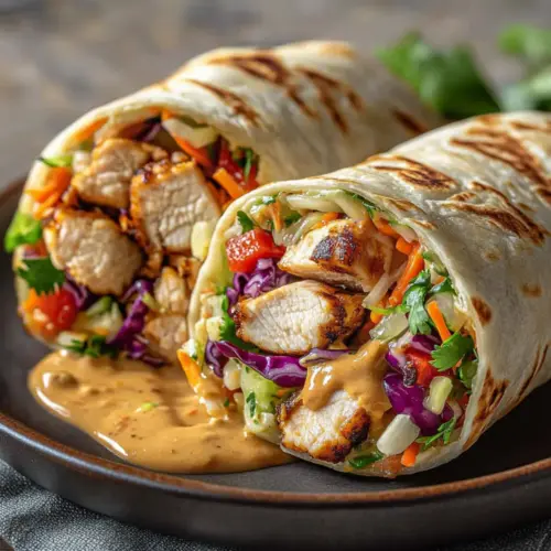 Thai Chicken Wrap with Crunchy Asian Slaw
