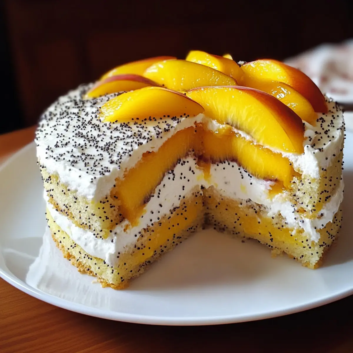 Peach cake with poppy seeds