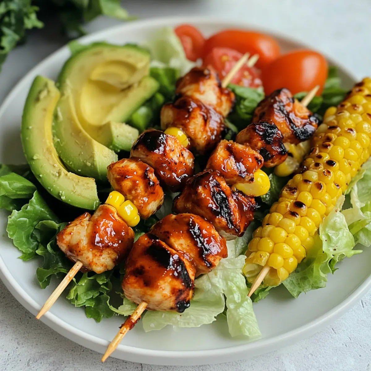 BBQ Chicken Skewer Salad