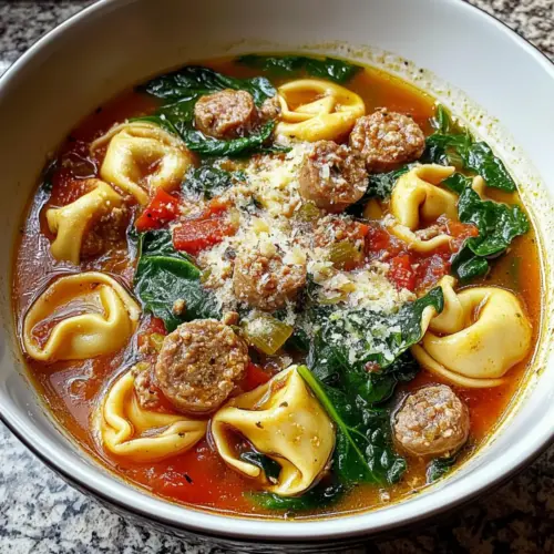 Sausage Tortellini Soup with Spinach