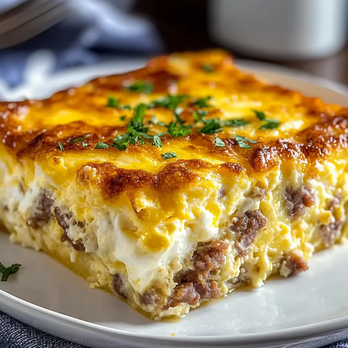 Sausage, Egg, and Cream Cheese Hashbrown Casserole