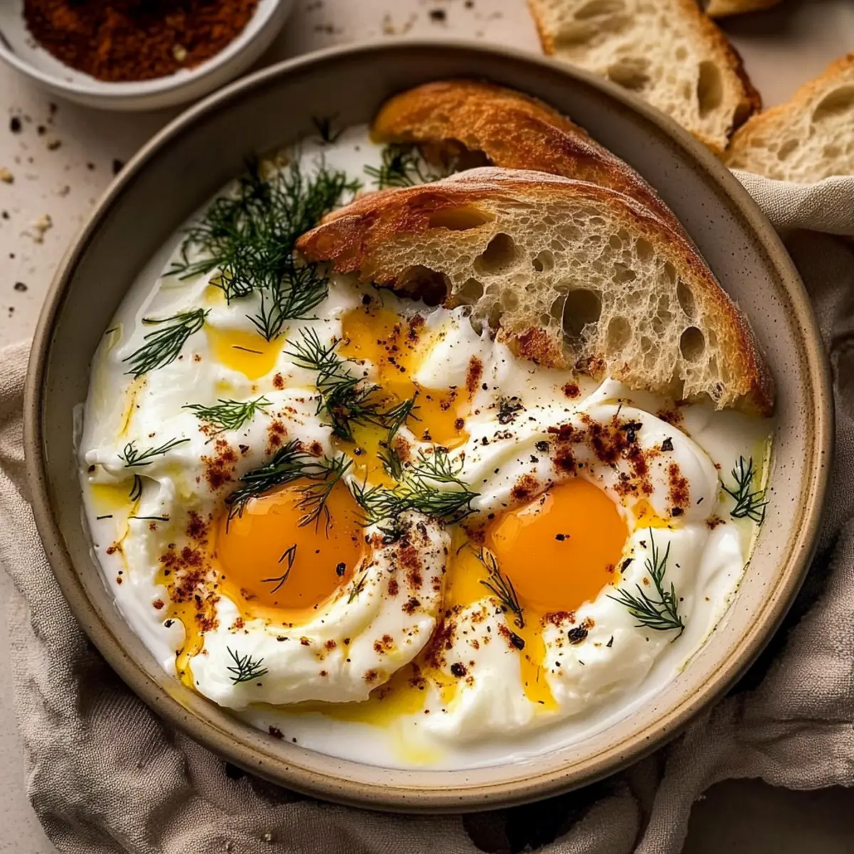 Turkish Eggs with Creamy Yogurt & Butter Sauce