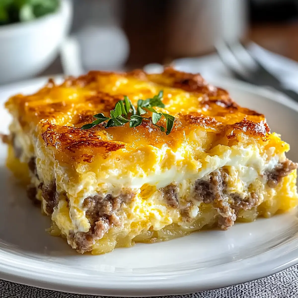 Sausage, Egg, and Cream Cheese Hashbrown Casserole