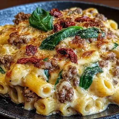 Tuscan Ground Beef Pasta